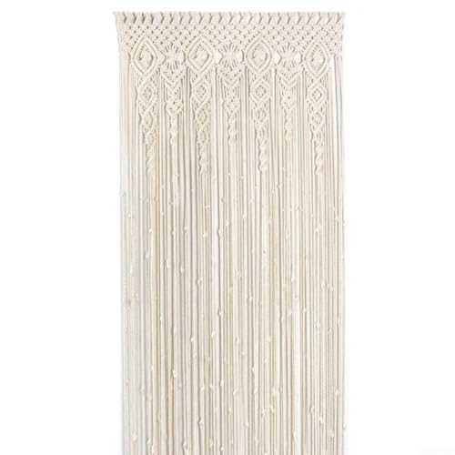 Rideau de porte en coton tissé main 95x200cm macramé beige