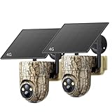 Oculview 4G LTE Cellular Trail Camera with Pre-installed SIM Card, 2K Live Streaming, 360° Pan/Tilt, Low Glow Night Vision, Remote Access, Solar Powered, Motion Activated Game Camera for Off-grid Area