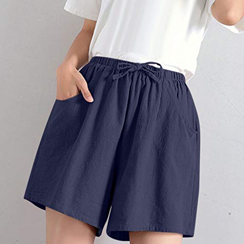Elastic Waist Casual Comfy Shorts Drawstring Summer Beach Linen Shorts Bermuda Walking Jersey Shorts - Image 3