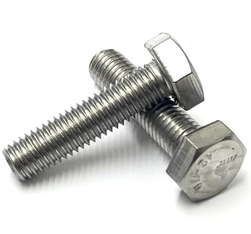 Hexagon Set Screws DIN 933 – A2 Stainless Steel (304) Fully Threaded Hex Bolts, Corrosion Resistant Metric Fasteners (M12 x 40mm (5))
