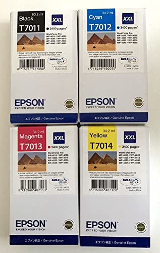 Cartouches d'encre originales Epson T7011 T7012 T7013 T7014 XXL WorkForce Pro WP-4015 DN