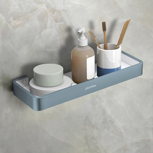Image of Plantex Shelf for Bathroom /Aluminium and Acrylic Multipurpose Shelf /15x5 inch Shelf for Home /Office /Hotel - Pack of 1 (Grey and Milky White)