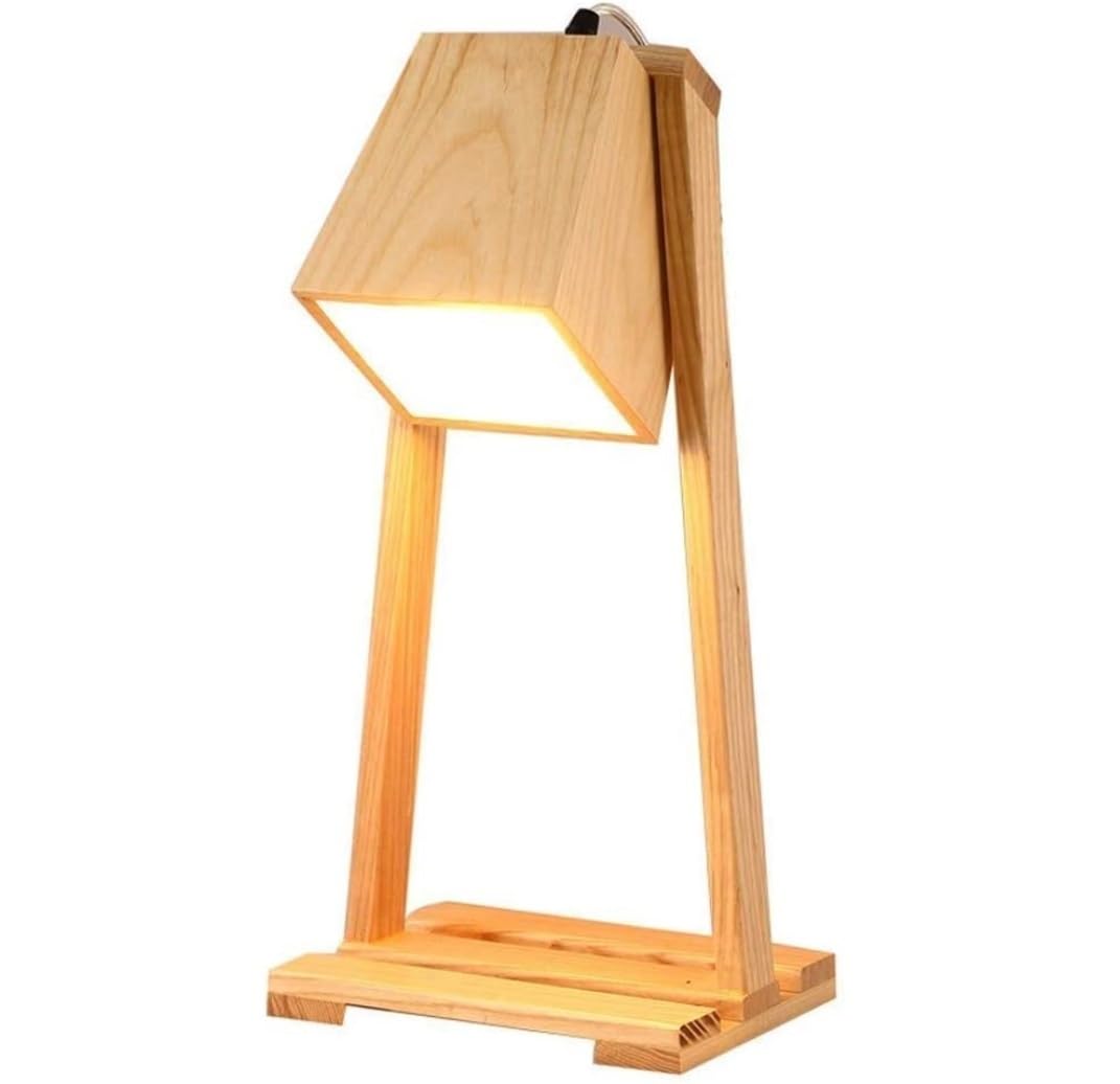Büro Nachttischlampe Kreative Tischlampe, Einfache Hölzerne Schreibtischlampe, Büro, Student, Arbeitszimmer, Schlafzimmer, Nachttischlampe, Augenschutz Tischlampe Nachtlicht