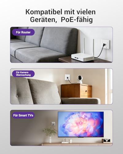 VCELINK Netzwerkdose CAT6A, RJ45 2 Port LAN Dose für Aufputz oder Unterputz, 10 Gbit/s Geschirmt Aufputzdose 500 MHz, universal netzwerkdose, PoE, CAT6 CAT5, EIA/TIA T568A&B, Weiß, 1 Stück