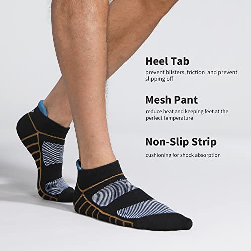 Image of Lapulas Athletic Running Ankle Socks, Low Cut Cushioned Anti-Blister Tab Sports Socks Men Women 6Pairs