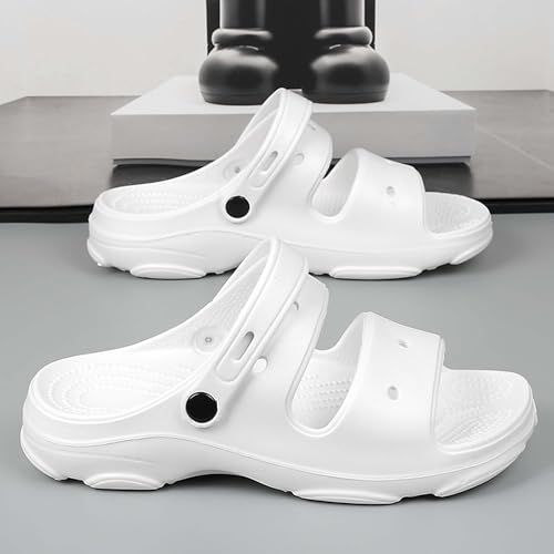 Unisex Open-Toe Adjustable Sandals Breathable Strappy Design with Quick-Dry Sole Ideal for Beach(White,10)3