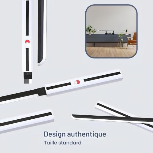Hashiman - Katana Réplique Manga Sabre + Support Epée Bois + Ceinture - Catana Japonais Cosplay Décoration Jouet Enfant Adulte - Jeu Déguisement Deco Ninja (Sasuke Blanc) – vue 4