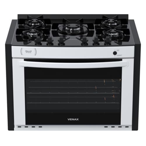 Fogao de Embutir 5 Bocas Venax Gaudi Prisma Vitreo Bl Branco Gas Glp