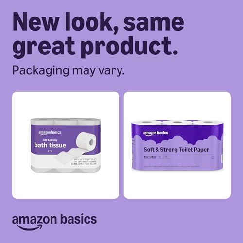 Image of Amazon Basics Soft and Strong 2-Ply Toilet Paper, 30 Ultra Rolls = 120 Regular Rolls, Unscented, 340 Sheet (5 Packs of 6), Packaging May Vary