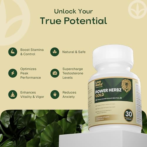 Image of Power Herbz Gold Gokshura Tablets for Men | 100% Ayurvedic T Booster & Performance Capsule for Men | Boosts Stamina | Horse Fire Tablets 30 Capsules | Himalayan Herbals Gokshura, Pure Ashwagandha & Pure Shilajit.