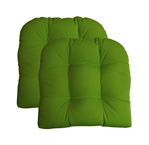 RSH DECOR: Tufted Wicker U-Shape Cushions Set of 2 | 19” x 19” | Sunbrella Performance Fabric | Water and Fade-Resistant | Outdoor Seat Cushions for Patio Furniture | Canvas Macaw