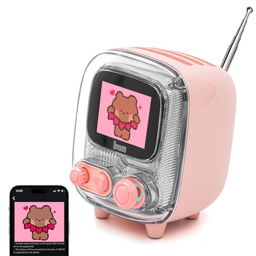 Image of Divoom Tiivoo-2 Retro Bluetooth Speaker with FM Radio,Pixel Art Portable Mini Cute Wireless Small Speaker,Vintage Decor Suitble for Party Office Desk Home Bedroom Kitchen,Gifts for Women Men,Pink