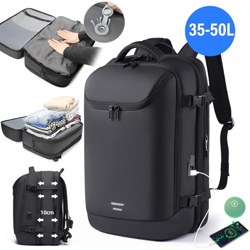 Yoidesu Vacuum Backpack with Air Pump, 35 to 50L Expandable Large Backpack with Detachable Vacuum Compression Bag, Rainproof Travel Backpack with USB Charging Port2