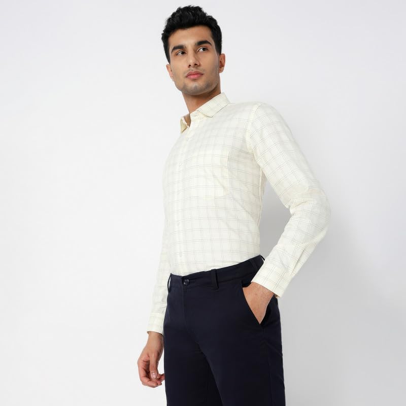 Image of MARK & ALBERT 100% Cotton Full Sleeves Regular Fit Formal Shirt for Men Blue