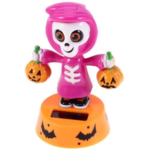 VILLCASE Halloween Solar Dancing Bobble Skeleton Shaking Head, Bobble Head Figures, Car Dashboard Decoration Novelty Ghost Swing for Halloween Ornaments Party Favors Home Office Car