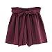 Produktbild ZARU Damen Casual Shorts, Sommer Einfarbig Kurze Hose Elastische Taillen Taschen Kurzschluss-Hosen mit Tunnelzug, Retro-Sti Weite Bein Shorts (L, Weinrot)