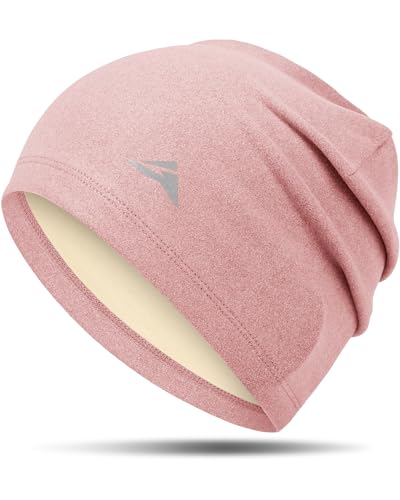 GXCROR Fleece Beanies Flexfit Winter Hats Skull Cap Cycling Cap Reflective Running Gear Bonnet Purple