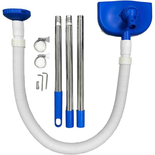 Limpiador automático de piscinas con circulación de agua, aspiradora autopropulsada para hojas y suciedad, diseño compacto con alcance extensible, azul gris (azul, 3 secciones)