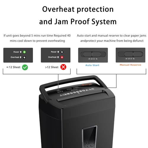image for Bonsaii 12-Sheet Cross Cut Paper Shredder, P-4 High Security, Shreds P