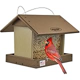 DutchCrafters Poly Hanging Hopper Bird Feeder, Large Hanging Bird Feeder for Outside, Outdoors - Amish American Made (Tudor Brown & Weatherwood)