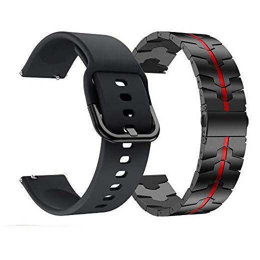 RABUZI Compatible Samsung Galaxy Watch 3 45mm 46mm Bands,22mm Quick Release Silicone Watch Wristband and Enamel Process Stainless Steel Metal Watch band for Gear S3 Frontier/Classic (Black+Red)
