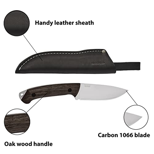 BPS Knives Savage - Scharfe Carbonstahl Feststehende Klinge Bushcraft Messer - mit Lederscheide - Outdoor Vollständig durchgehendes Messer - Überlebens-Camp-Messer – Bild 4