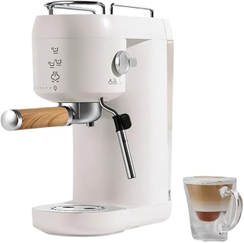 Vilom 半自動コーヒーマシン 人気 エスプレッソマシン ミルク泡立て機能付き 20Bar圧力 1000ML大容量 取り外し可能な水タンク ステンレス製 洗いやすい 小型半自動コーヒーメーカー ラテアート/スチーム対応 家庭用 一人用 (ホワイト)