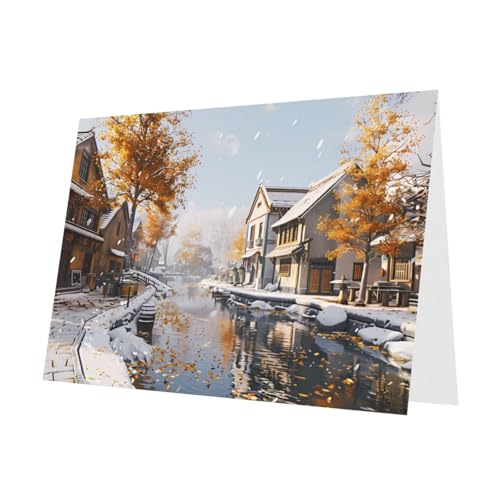 10 hojas de tarjetas de día festivo de otoño en la calle verde oscuro, adecuadas como tarjetas de invitación de aniversario de boda y fiesta