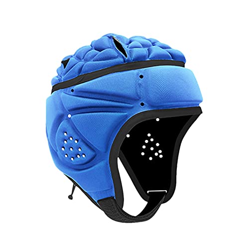 AIHOME Casco de rugby para niños, suave y acolchado, protector de cabeza ajustable, azul