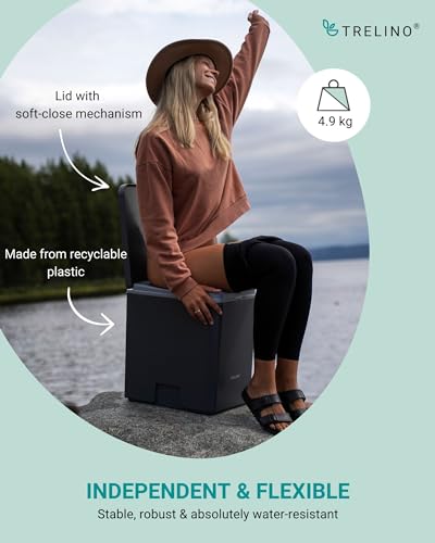 TRELINO Evo L Anthracite, 33 x 39 x 43 cm, Composting Toilet, Portable Composting Toilet for Camping and Outdoor, Odourless, 2 x 10L Capacity - Image 6