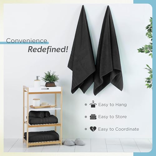 Martex 2-Pack Ultimate Performance Bath Sheet Set – 100% Cotton – 33” x 65” – Extra Large Bath Towels – Versatile – Low-Linting – Supersoft Bathroom Set – Super Absorbent – Easy Care – Black by Martex - Image 4