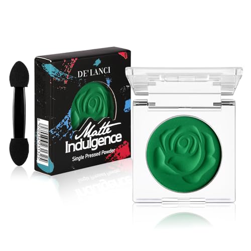Afflano Matt Grün Lidsachtten Palette, Single Green Eyeshadow Palette, Hochpigmentierter, Mischbar, Langer Haltbarkeit Grüne Augen Make-Up Lidschattenpalette, Grinch Grünes Augenfarbe Gesichtsfarbe