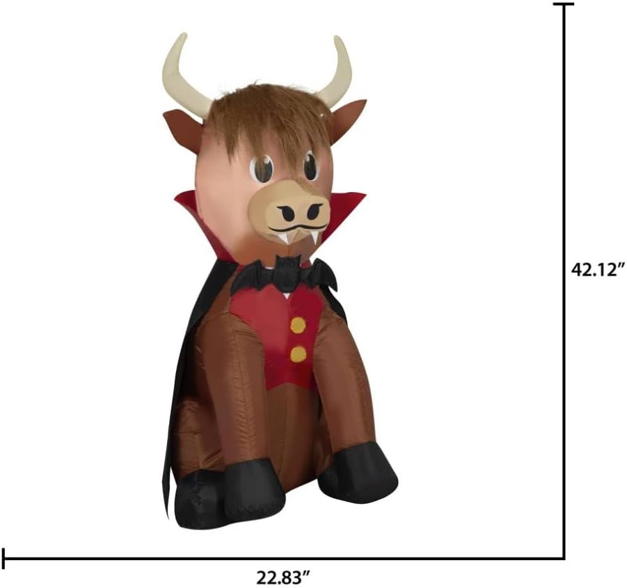Halloween Vampire Highland Cow in Cape Inflatable 3.5 FT Indoor/Outdoor Yard Decoration