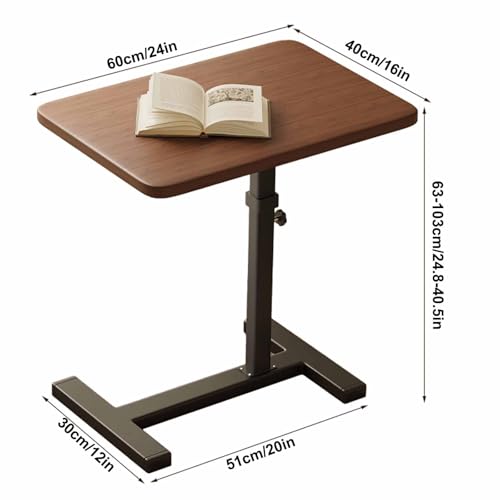 Mesa auxiliar de sofá en forma de C con ruedas ocultas y altura ajustable 2