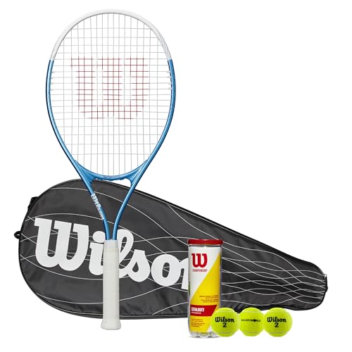 Wilson Ultra Power 112 XL Schläger 2025 (Tennisschläger, Performace Cover & Tennisbälle, Griffgröße L3 (4 3/8 Zoll)