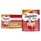 TEMPTATIONS Classic Treats for Cats Hearty Beef Flavor 6.3 Ounces (Pack of 10)
