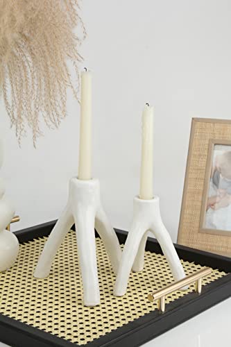 Gurfuy Ceramic Candlestick Holders - 2 Set White Candle Holders For Modern Farmhouse Branch Fall Home Decorations Wedding Festival Party Windowsill Living Room Dining Table Centerpiece Decor #TOP2