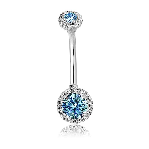 Image of AVORA 10K Gold Simulated Diamond CZ Frame Belly Button Ring Body Jewelry (14 Gauge)