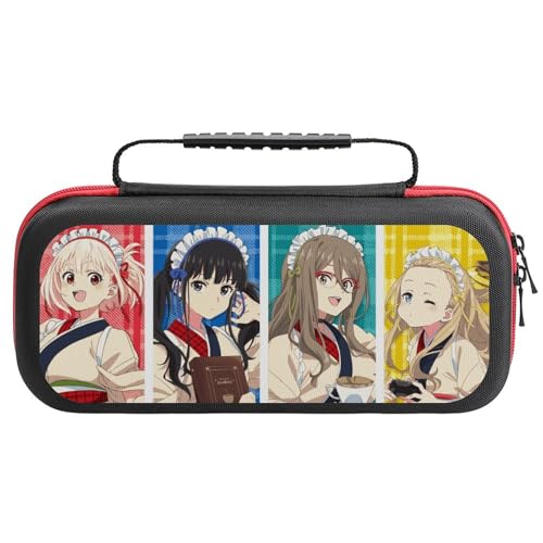 Switch ケース かわいい リコリス・リコイル 井ノ上たきな 錦木千束 スイッチ 収納ケース カバー ナイロン素材 全面保護 防塵/防水/防汚/耐衝撃 26x11.5x5.2cm Switchに対応 保護用ハードケース 大容量な収納力 アクセサリーポー