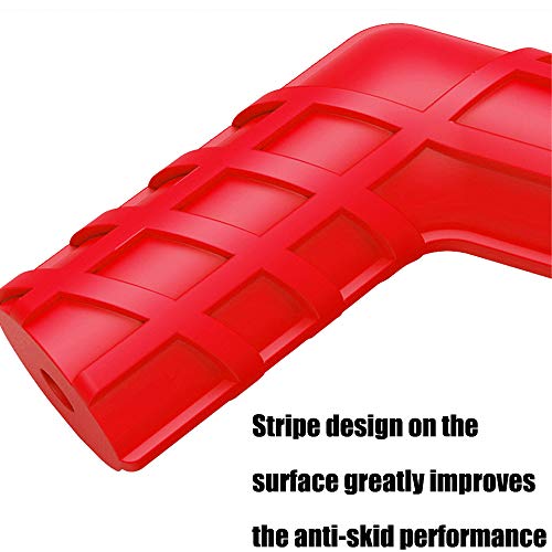 ROMASO Motorcycle Shift Lever Cover,Rubber Shift Sock,Flexible Rubber,Anti-Slip Stripes Design,Universal Red(Pack of 2)