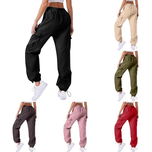Women's Baggy Cargo Pants Casual High Waisted Hiking Parachute Trousers Y2K Wide Leg Streetwear with Multi Pockets