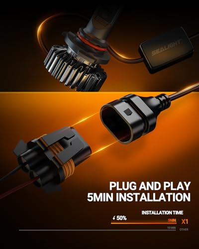 Image of SEALIGHT 9005 H11 Bulbs, 6500K White, 84,000LM Brightness, Easy 3 Min Plug and Play, IP68 2026 Version 99% Compatibility, HB3 H8 /H9 /H16Long Lifespan, 4 of PCS