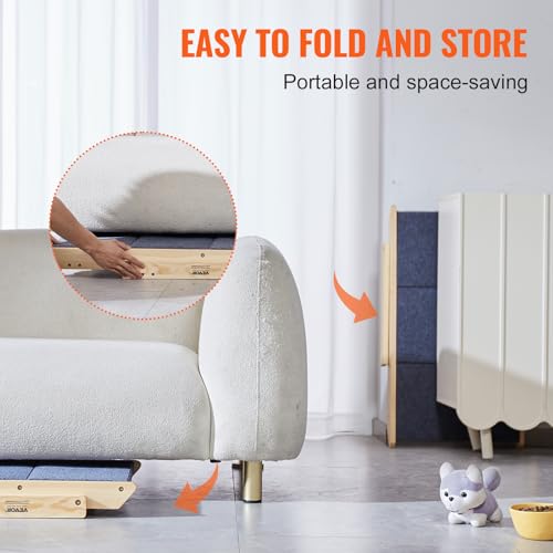 VEVOR Holz-Haustiertreppe/Haustierstufen, 2-in-1 faltbare Hundetreppe aus Holz für Betten, Sofas und Autos, Hundetreppe und Rampe mit 3 Stufen für kleine, mittelgroße und große Haustiere, bis zu 68 kg