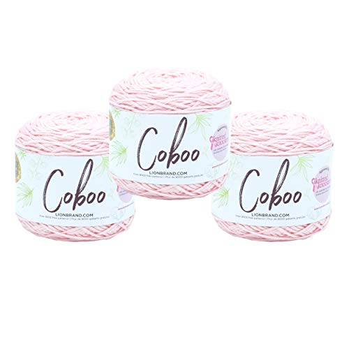 Image of Lion Brand Yarn, Coboo Cotton Blend Crochet Yarn, Pink, 3 Pack