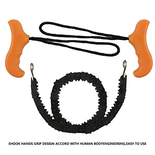 Survival Chainsaw Pocket Hand Saw 29-Inch Folding Survival Chain Saw with Strong Sharp Teeth for Camping Hiking Hunting Gardening and Outdoor Emergency Includes Fire Starter and Carry Pouch