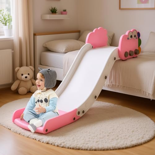 Sofa Slide Indoor Kids Slide for Bed Climbing Slide with Extended Length Toddler Slide for Couch Sofa Stair Couch Slide for Children Kids Toddler Easy to Assemble (Pink)