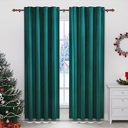WOLTU Cortinas Salon Opacas Aislantes 2 Piezas 140 x 270 cm Cortina Terciopelo Moderna Térmica Visillos para Habitacion Dormitorio Verde Oscuro VH6071dgn-2