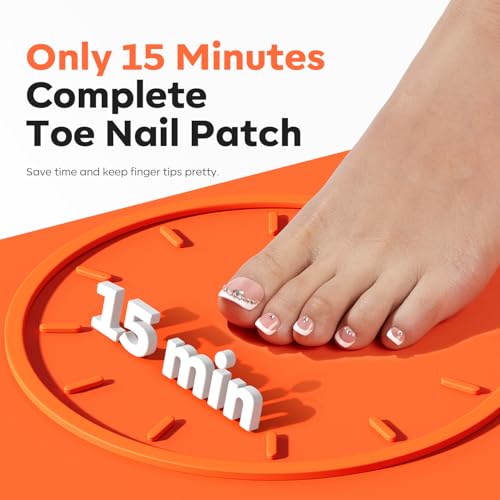 Image of Modelones Toe Nail Tips Short Square Soft Gel Tips Squoval Fake Press Ons Toe Nails Matte Full Cover Pre-shape Extension Home DIY Salon 240Pcs 15Sizes