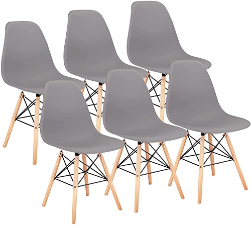 JIASEN Lot de 4 chaises de Salle à Manger Modernes en Plastique Style rétro pour Cuisine, Salon, Salle à Manger Blanc (6, Grey) Cover