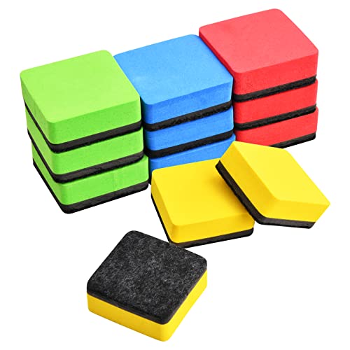 Laughhe Effaceur Tableau Blanc Magnétiques Lot de 12, Mini Gommes Sèches avec Feutre épais pour Tableau Blanc, Brosse Tableau Blanc pour la Salle de Classe, la Maison et le Bureau Cover